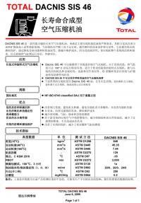 道達爾Dacnis SIS 46長壽命合成型空氣壓縮機油